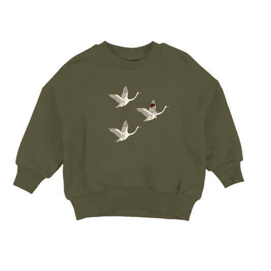 'Let's Fly Away' Sweater  - Army Green - Kind Rebel